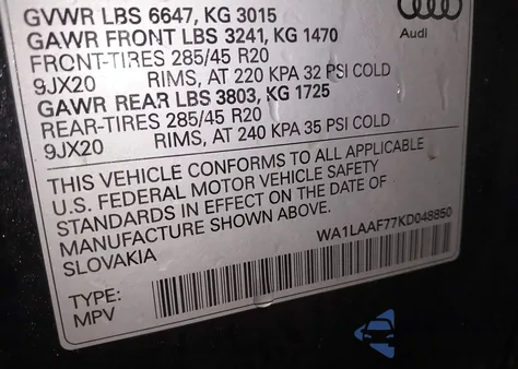 2019 Audi Q7 55 Premium/55 Se Premium from USA, damaged, VIN WA1LAAF77KD048850